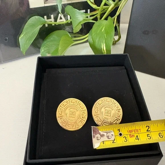 Givenchy Gold Plated Medallion Earrings - Picture 5 of 6